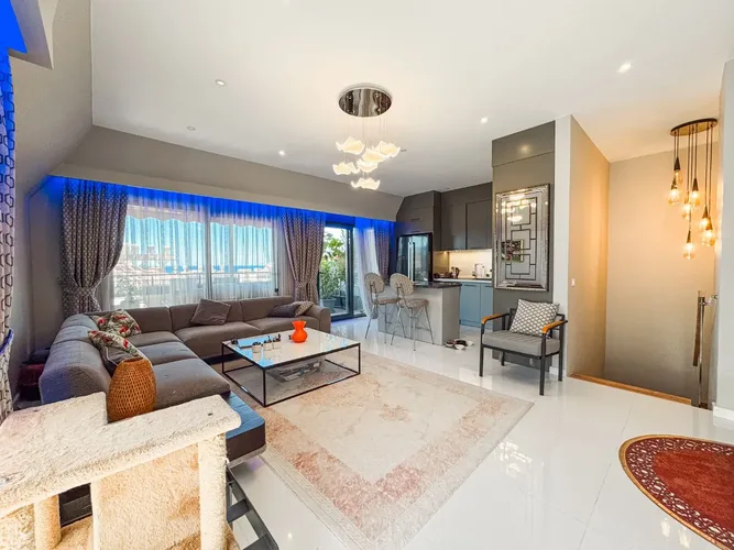 Furnished 2+1 Apartment with Mountain and Sea View in the Center 