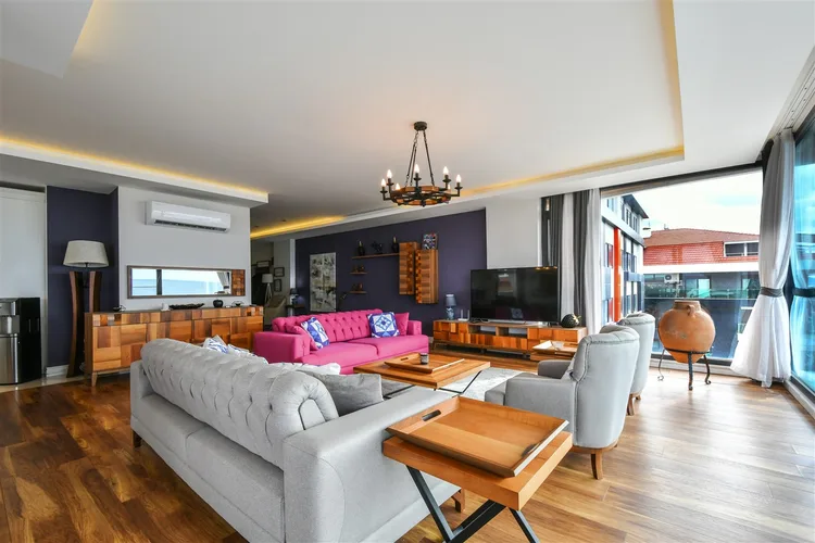 LUXURIOUSLY FURNISHED 4+1 DUPLEX APARTMENT WITH SEA VIEW IN KESTEL.