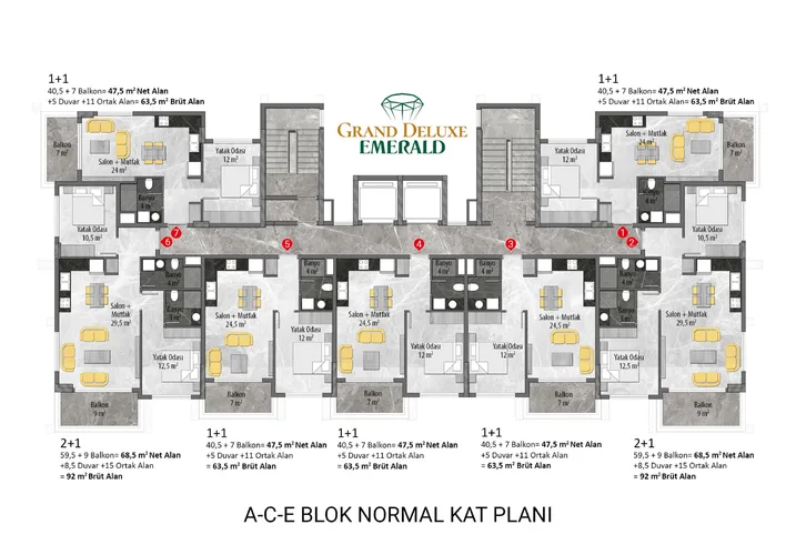 Apartment with white goods in Emerald Grand Deluxe, Avsallar, Alanya Plan - 15