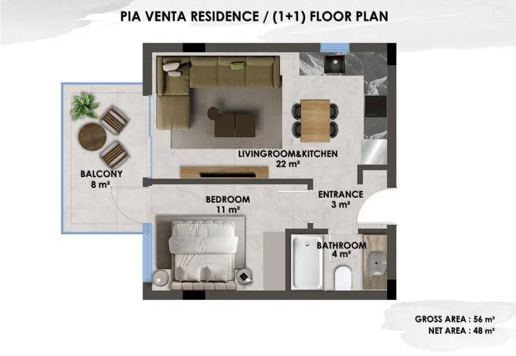 Квартиры на продажу в Pia Venta Residence, Кестель, Аланья Plan - 16