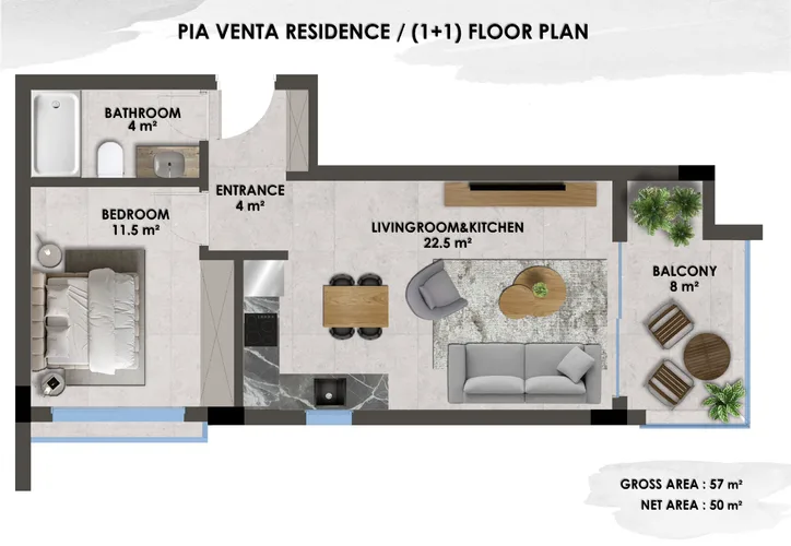Квартиры на продажу в Pia Venta Residence, Кестель, Аланья Plan - 17