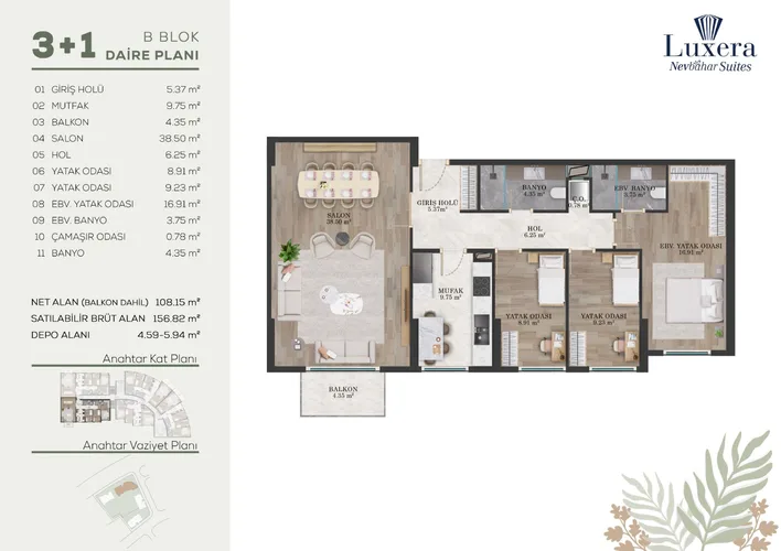 Apartments for Sale in Nevbahar Suites,Istanbul with Payment Plans Plan - 11