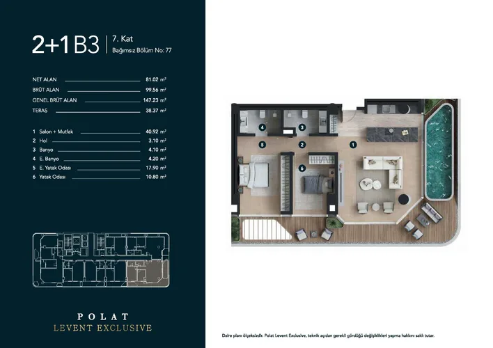 Элитные апартаменты на продажу в Левенте, Стамбул - Polat Levent Exclusive Plan - 23
