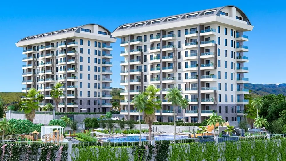 Konak Payallar New Project in Alanya, Payallar with 1+1, 2+1 apartments and 2+1, 3+1, 4+1 duplexes