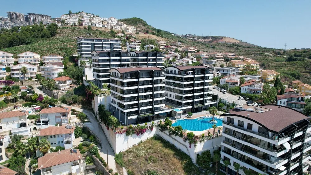 TOPRAK PANORAMA Furnished 1+1 apartment with a sea view in Kargicak 