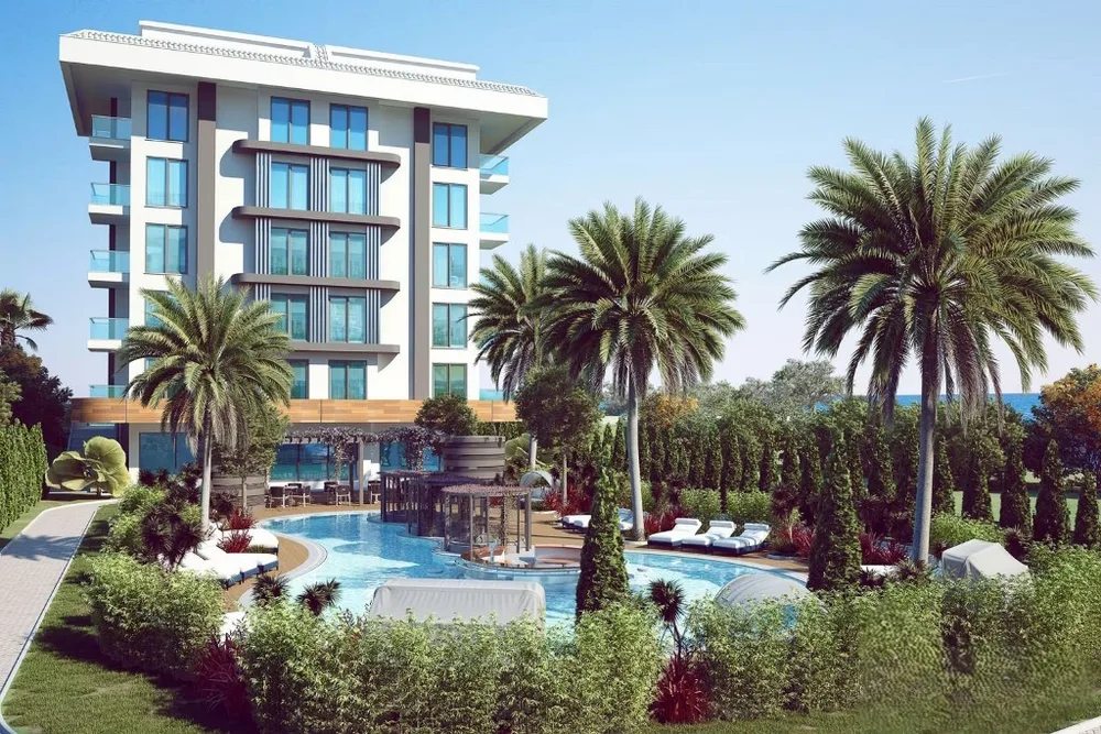 EMARİNE Furnished 2+1 apartment in front of the sea in Kestel 