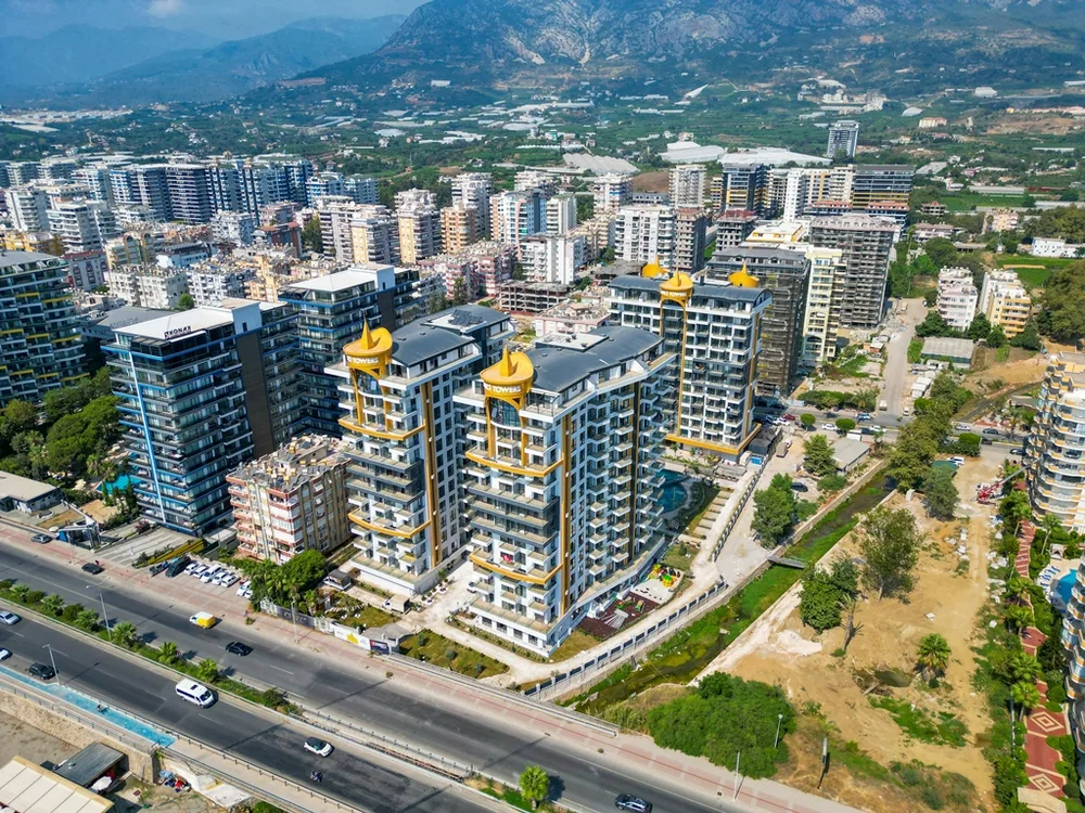CEBECİ TOWERS Furnished 1+1 apartment in front of the sea in Mahmutlar 