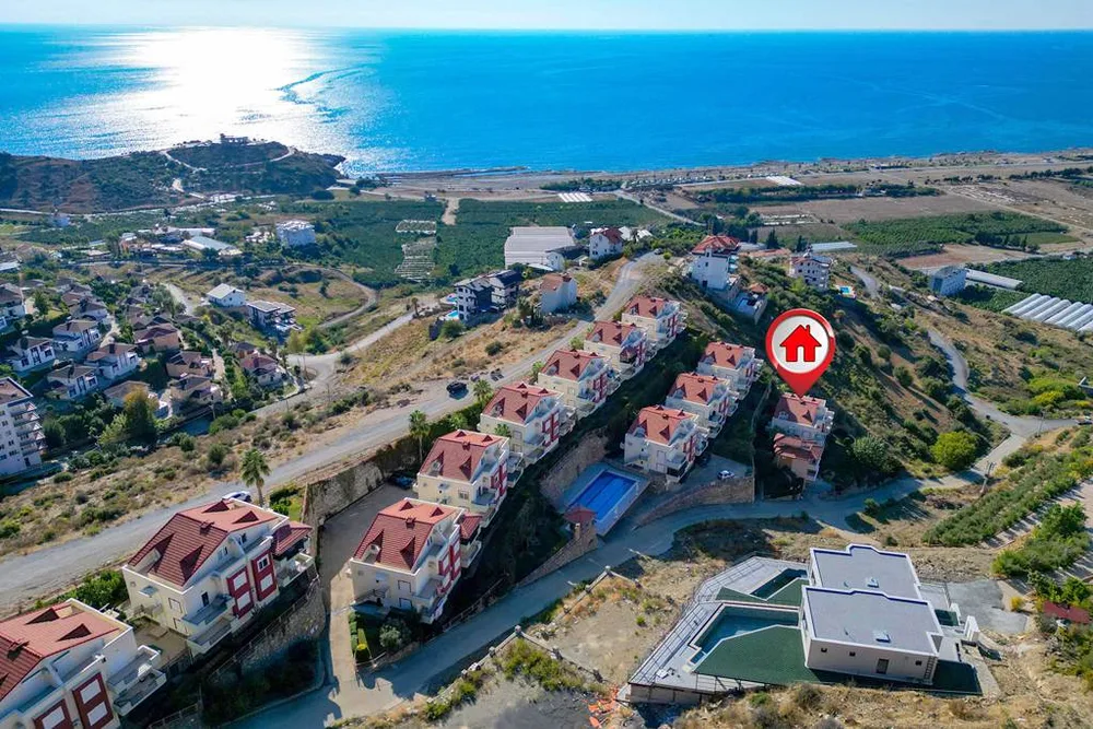 ORCHARD VİEW RESİDENCE Furnished 2+1 apartment with a sea view in Gazipasa 